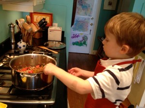 A little assistance in the kitchen from Chef Thornton