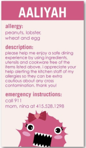 Tiny Prints Allergy Card