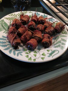 dates in a blanket and out of the oven